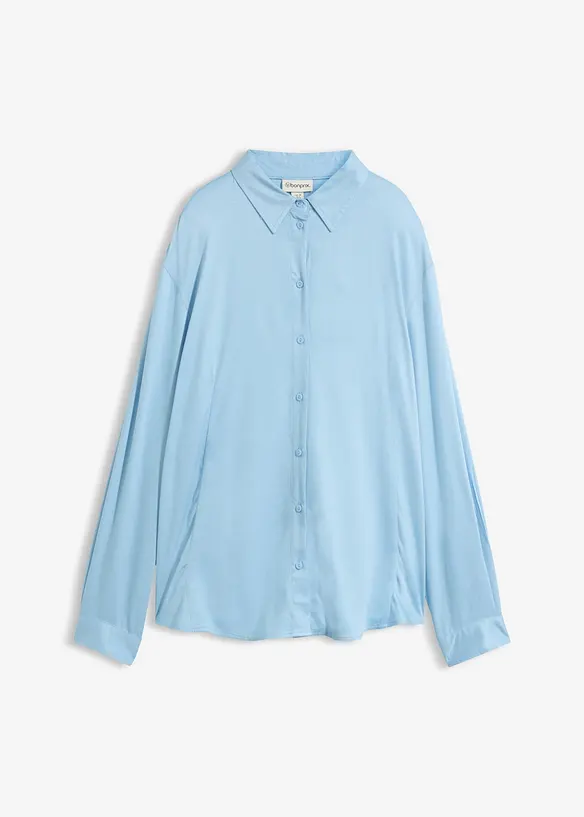 Hemdbluse aus softer Viskose in blau von vorne - bonprix Hemdbluse aus softer Viskose in blau von vorne - bonprix