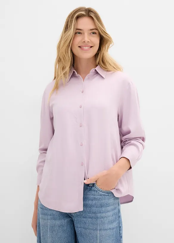Hemdbluse aus softer Viskose in lila von vorne (im Anschnitt) - bonprix Hemdbluse aus softer Viskose in lila von vorne (im Anschnitt) - bonprix