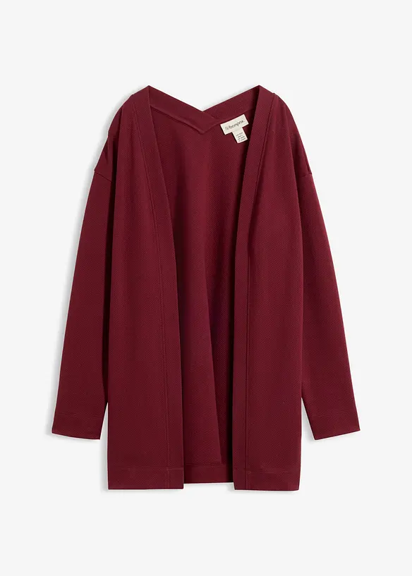 Long-Sweatjacke aus weichem Baumwoll-Mix in rot von vorne - bonprix