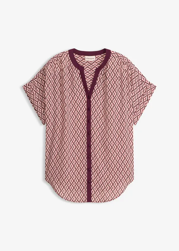 Oversize-Bluse aus fließendem Chiffon in lila von vorne - bonprix