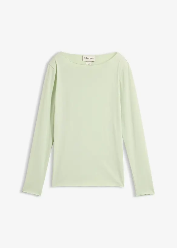 Leichtes Langarmshirt in grün von vorne - bonprix