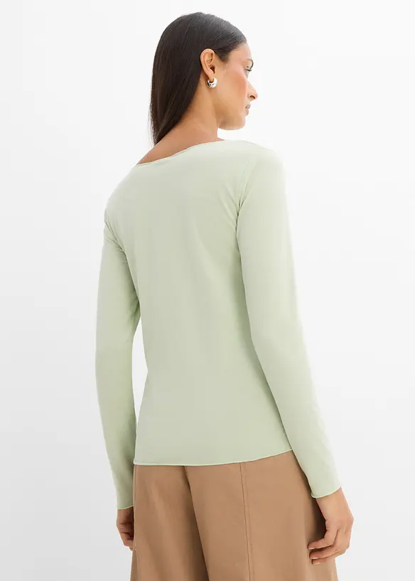Leichtes Langarmshirt in grün von hinten (im Anschnitt) - bonprix