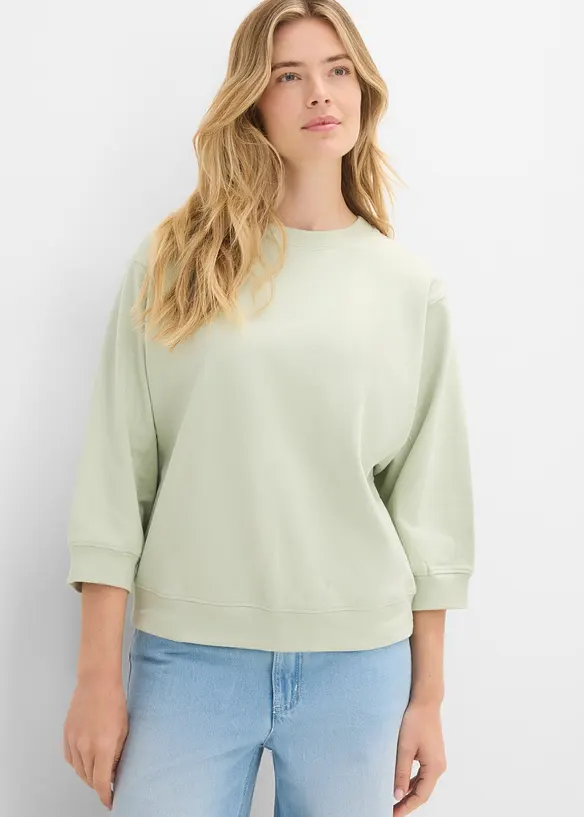 Oversize-Sweatshirt aus reiner Baumwolle in grün von vorne (im Anschnitt) - bonprix Oversize-Sweatshirt aus reiner Baumwolle in grün von vorne (im Anschnitt) - bonprix
