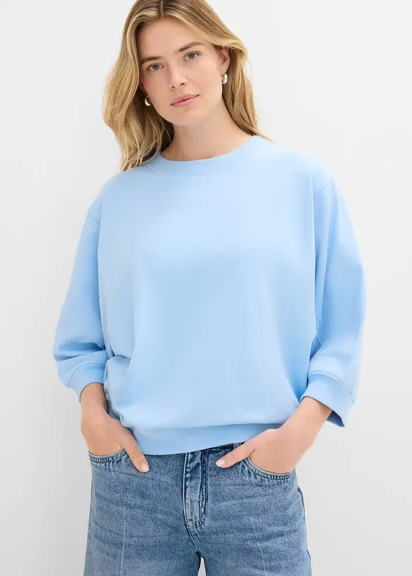 Oversize-Sweatshirt aus reiner Baumwolle in blau von vorne (im Anschnitt) - bonprix Oversize-Sweatshirt aus reiner Baumwolle in blau von vorne (im Anschnitt) - bonprix