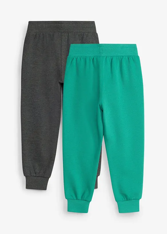 Jogginghose aus weichem Baumwoll-Mix (2er Pack) in grün von hinten - bonprix