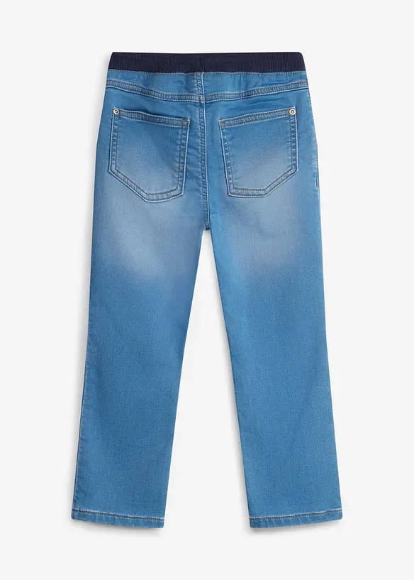 Regular Fit Sweat-Schlupfjeans, Straight in blau von hinten - bonprix