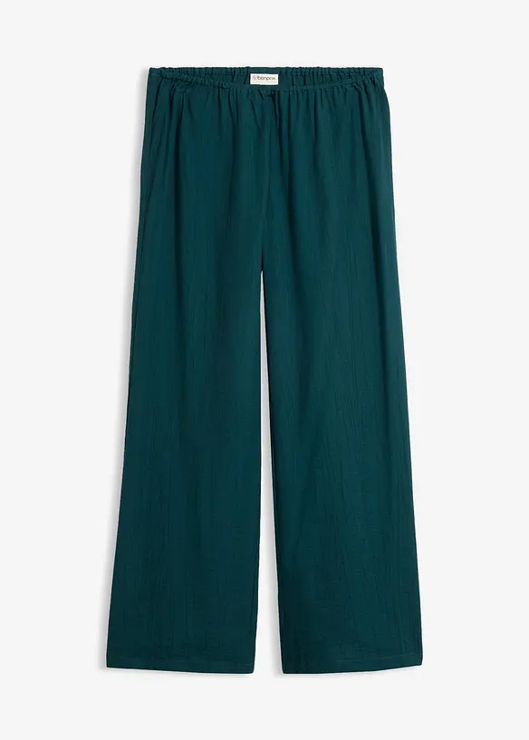 Schlupfhose aus strukturiertem Viskose-Mix in grün von vorne - bonprix