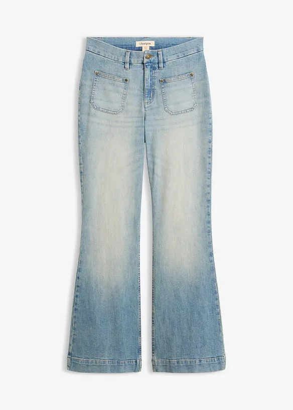 Flared-Jeans Mid Waist in blau von vorne - bonprix
