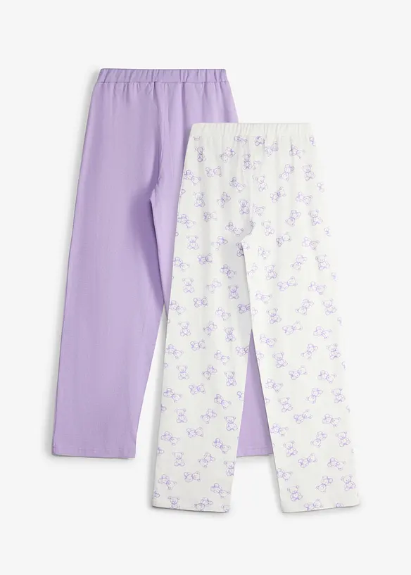 Pyjamahose aus reiner Bio-Baumwolle (2er Pack) in weiß von hinten - bonprix