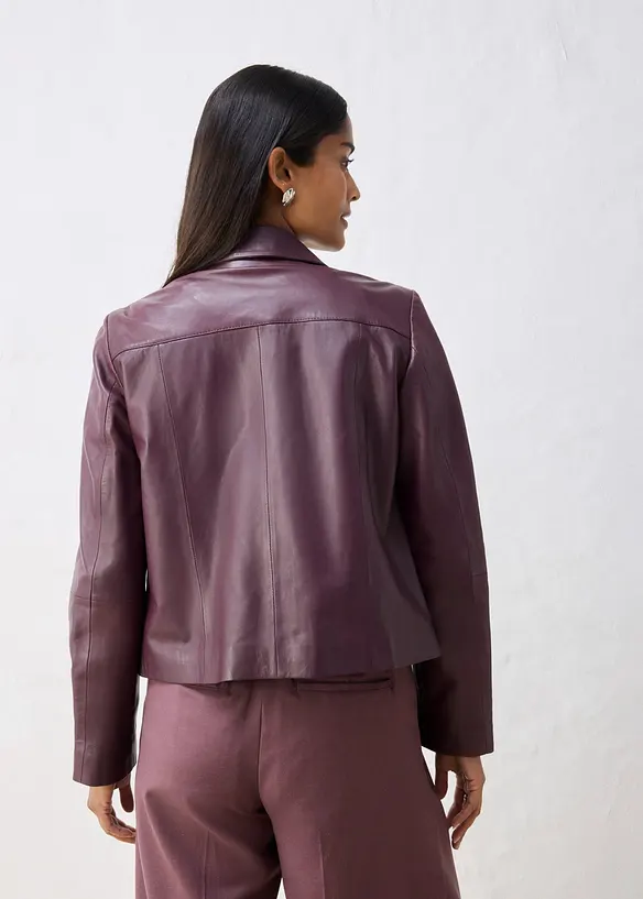 Lederjacke aus softem Lammnappa in lila von hinten (im Anschnitt) - bonprix