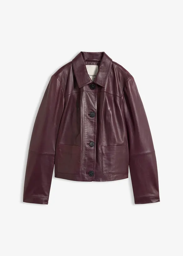 Lederjacke aus softem Lammnappa in lila von vorne - bonprix