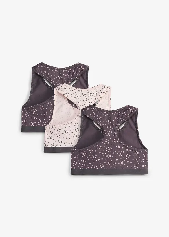 Bustier mit weicher Baumwolle (3er Pack) in grau von hinten - bonprix