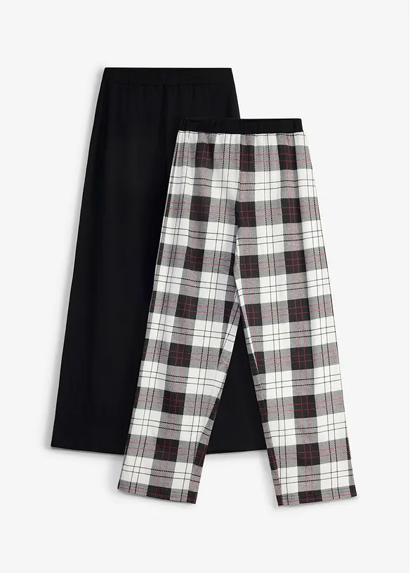 Pyjamahose aus reiner Bio-Baumwolle (2er Pack) in weiß von vorne - bonprix