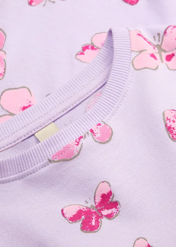 Pyjama aus reiner Bio-Baumwolle in lila - bonprix