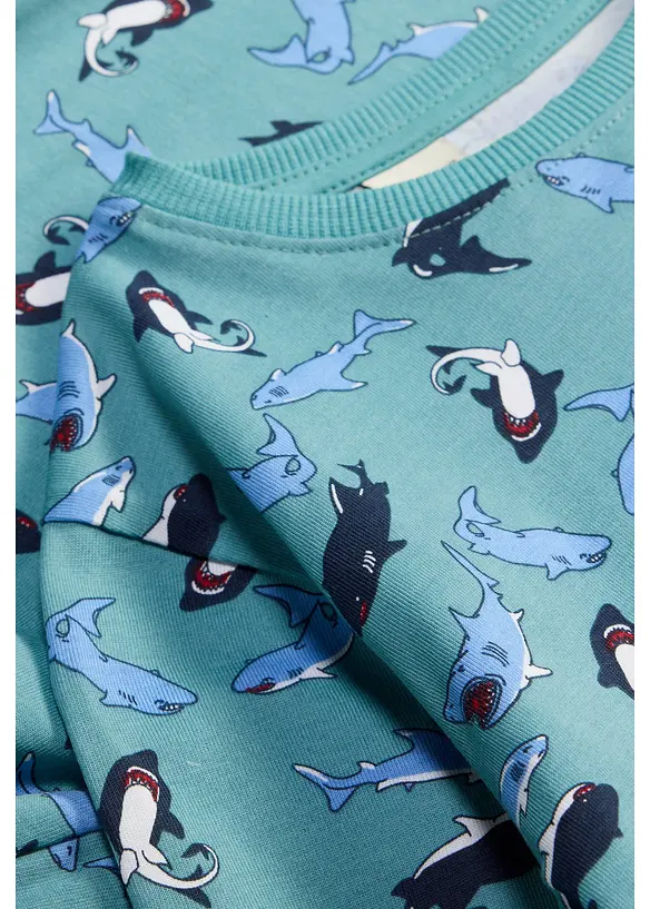 Pyjama aus reiner Bio-Baumwolle in petrol - bonprix