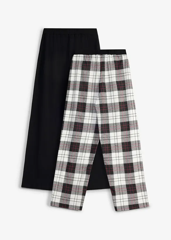 Pyjamahose aus reiner Bio-Baumwolle (2er Pack) in weiß von hinten - bonprix