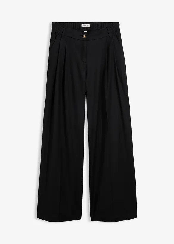 Bundfaltenhose aus weichem Woll-Mix in schwarz von vorne - bonprix Bundfaltenhose aus weichem Woll-Mix in schwarz von vorne - bonprix