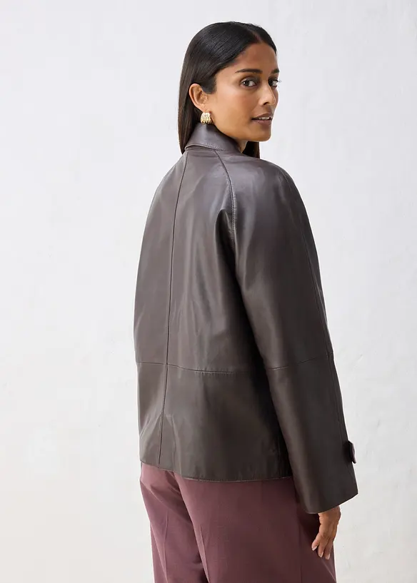 Cabanjacke aus Lammnappa-Leder in braun von hinten (im Anschnitt) - bonprix