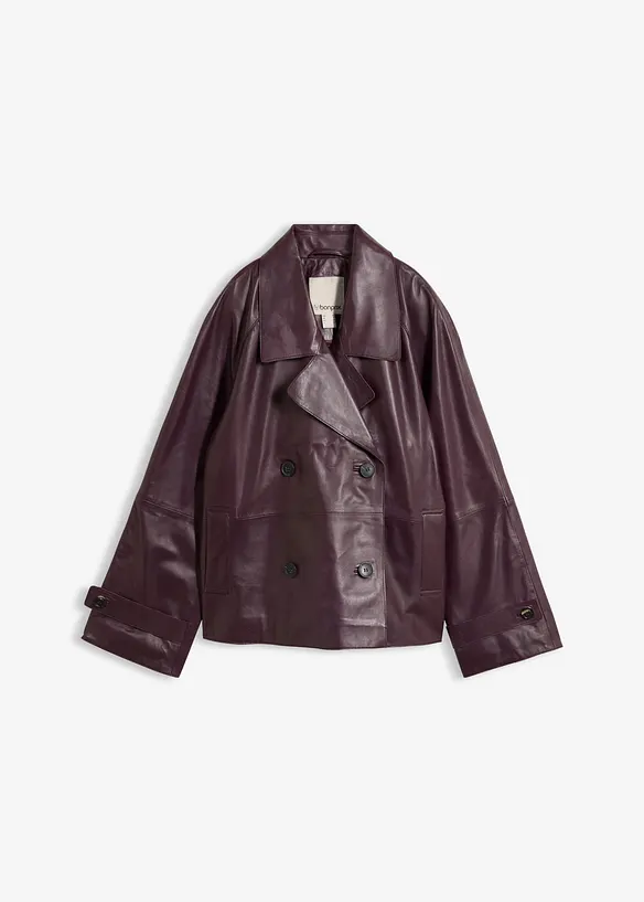 Cabanjacke aus Lammnappa-Leder in rot von vorne - bonprix