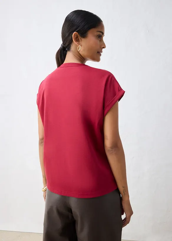 Shirt aus glattem Baumwoll-Seiden-Mix in rot von hinten (im Anschnitt) - bonprix Shirt aus glattem Baumwoll-Seiden-Mix in rot von hinten (im Anschnitt) - bonprix