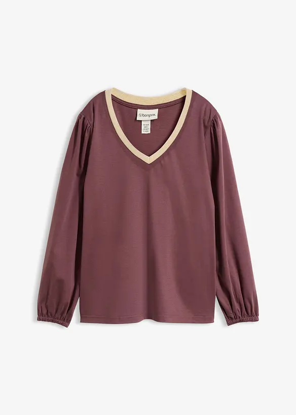 Langarmshirt aus Baumwoll-Seiden-Mix in lila von vorne - bonprix Langarmshirt aus Baumwoll-Seiden-Mix in lila von vorne - bonprix