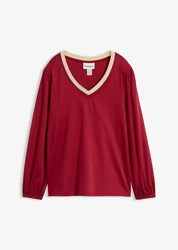 Langarmshirt aus Baumwoll-Seiden-Mix in rot von vorne - bonprix Langarmshirt aus Baumwoll-Seiden-Mix in rot von vorne - bonprix