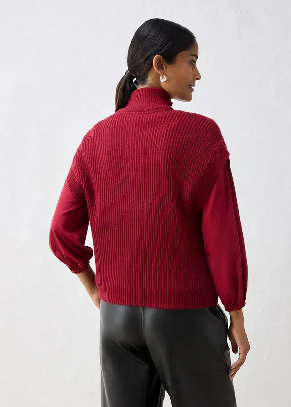 Strick-Weste aus weichem Woll-Mix in rot von hinten (im Anschnitt) - bonprix