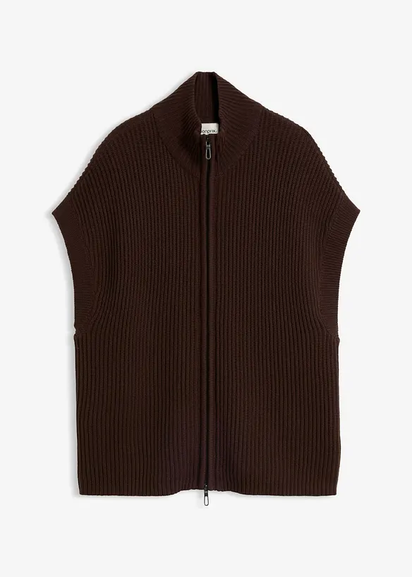Strick-Weste aus weichem Woll-Mix in braun von vorne - bonprix