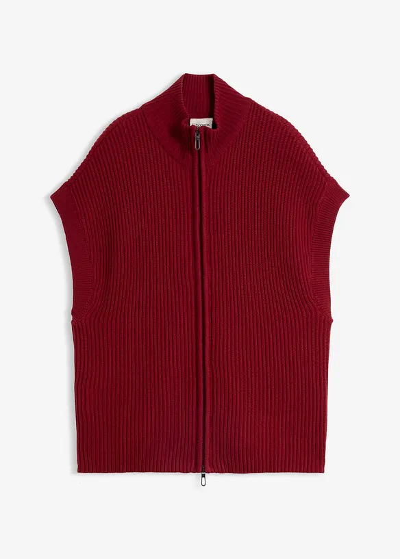 Strick-Weste aus weichem Woll-Mix in rot von vorne - bonprix