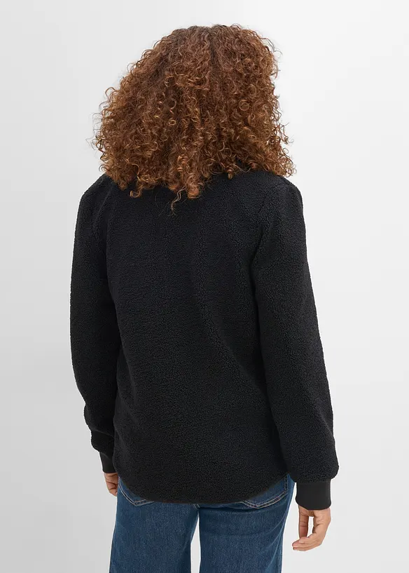 Umstands- und Tragejacke aus Teddyfleece (2-tlg. Set) in schwarz von hinten (im Anschnitt) - bonprix