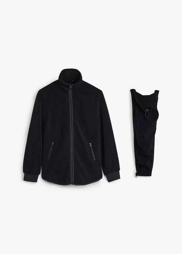 Umstands- und Tragejacke aus Teddyfleece (2-tlg. Set) in schwarz von vorne - bonprix