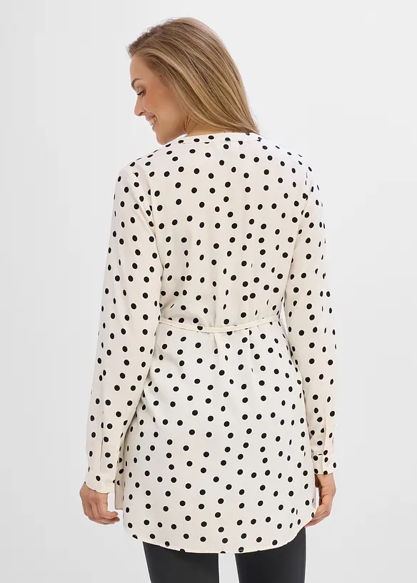 2-in-1 Umstands- und Stillblusenkleid aus fließender Viskose in weiß von hinten (Totalaufnahme) - bonprix