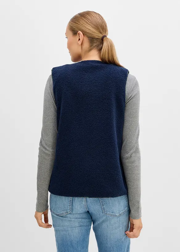 2-in-1 weiche Umstands-und Trageweste aus Teddyfleece (2-tlg. Set) in blau von hinten (im Anschnitt) - bonprix