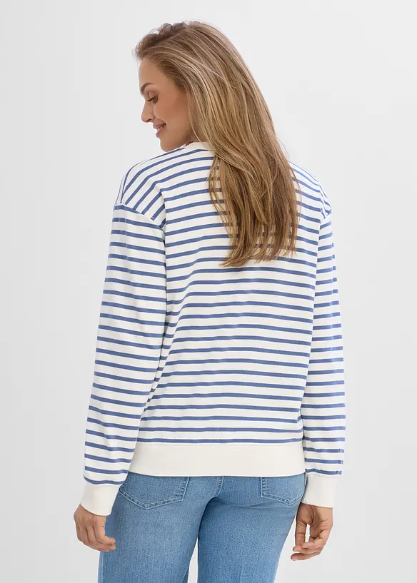 2-in-1 Umstands- und Stillshirt aus reiner Bio-Baumwolle in blau von hinten (im Anschnitt) - bonprix