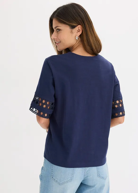 T-Shirt aus reiner Baumwolle in blau von hinten (im Anschnitt) - bonprix T-Shirt aus reiner Baumwolle in blau von hinten (im Anschnitt) - bonprix