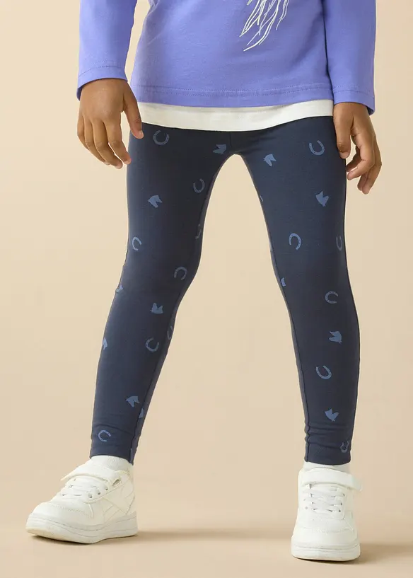 Leggings aus elastischem Bio-Baumwoll-Mix (3er Pack) in blau von vorne - bonprix