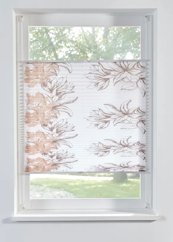 Plissee mit Blütendruck in beige - bonprix