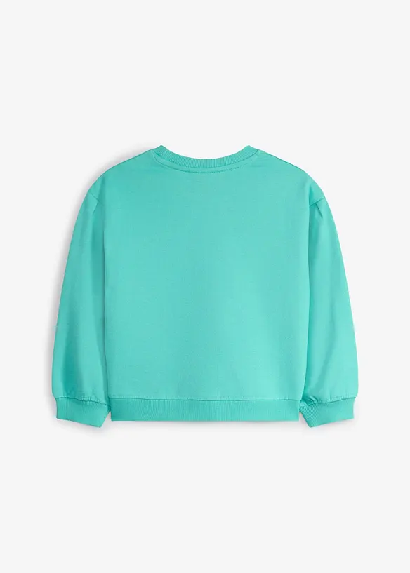 Sweatshirt aus reiner Bio-Baumwolle mit Ballon-Ärmeln in grün von hinten - bonprix