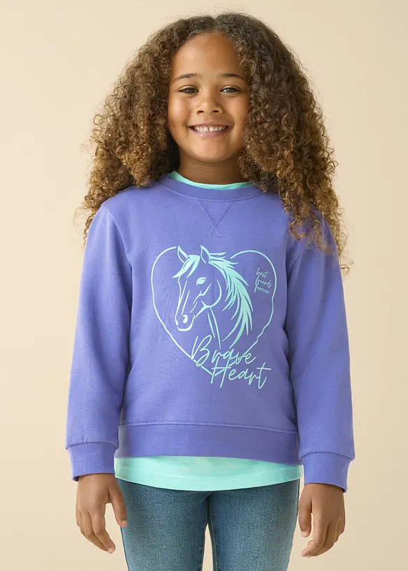 Sweatshirt mit Baumwolle in lila von vorne (im Anschnitt) - bonprix