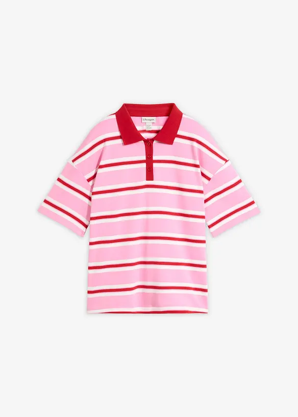 Poloshirt aus reiner Bio-Baumwolle in rosa von vorne - bonprix