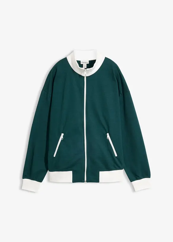 Sweatjacke aus reiner Bio-Baumwolle in weiß von vorne - bonprix Sweatjacke aus reiner Bio-Baumwolle in weiß von vorne - bonprix