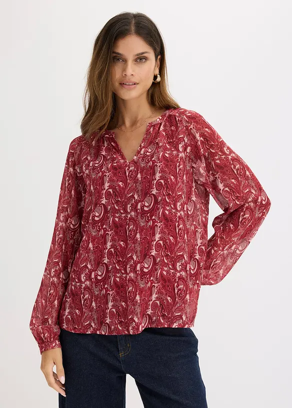 Chiffonbluse in rot von vorne (im Anschnitt) - bonprix