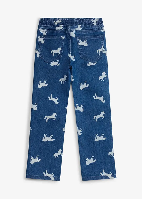 Schlupfjeans mit elastischem Bund Mid Waist in blau von hinten - bonprix