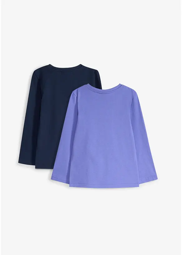 Langarmshirt aus reiner Bio-Baumwolle (2er Pack) in lila von hinten - bonprix
