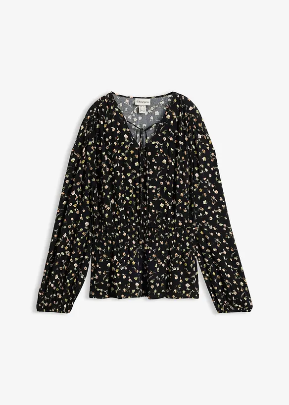 Bluse aus Viskose-Crépe in schwarz von vorne - bonprix
