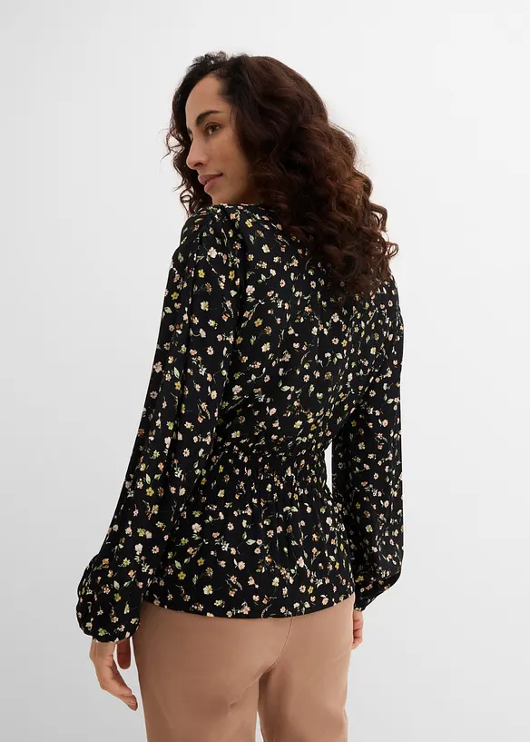 Bluse aus Viskose-Crépe in schwarz von hinten (im Anschnitt) - bonprix
