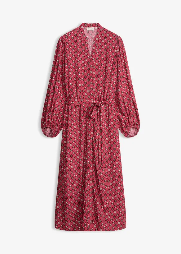 Hemdblusenkleid mit Bindegürtel in rot von vorne - bonprix