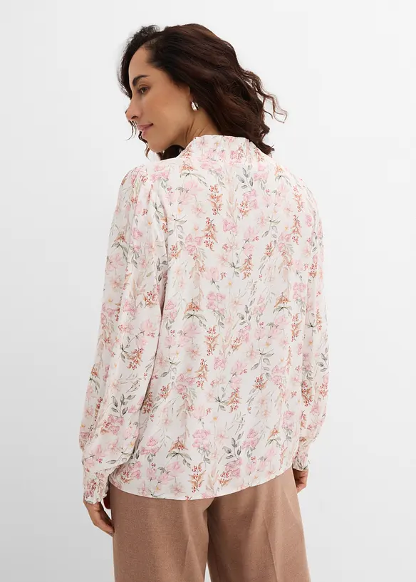 Bluse aus fließender Viskose in weiß von hinten (im Anschnitt) - bonprix