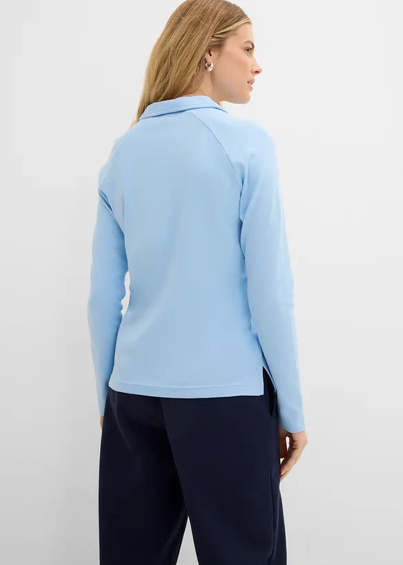 Poloshirt aus reiner Bio-Baumwolle in blau von hinten (im Anschnitt) - bonprix