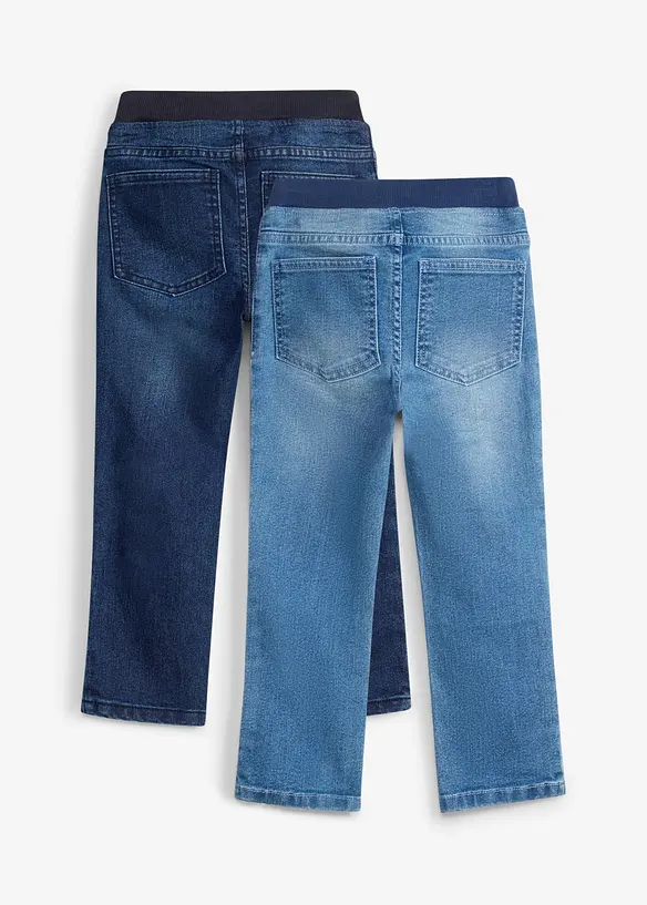 Regular-Fit-Schlupfjeans, Straight (2er Pack) in blau von hinten - bonprix